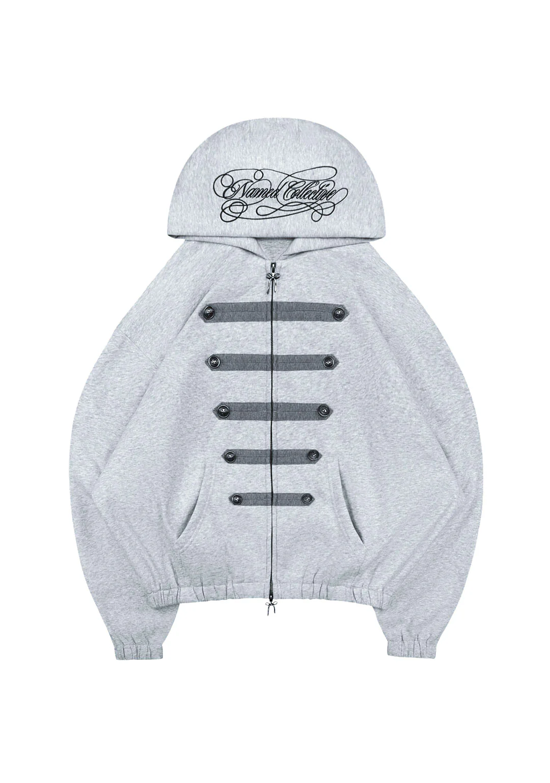 COMMAND MILITARY CROP ZIP HOODIE GREY MARL