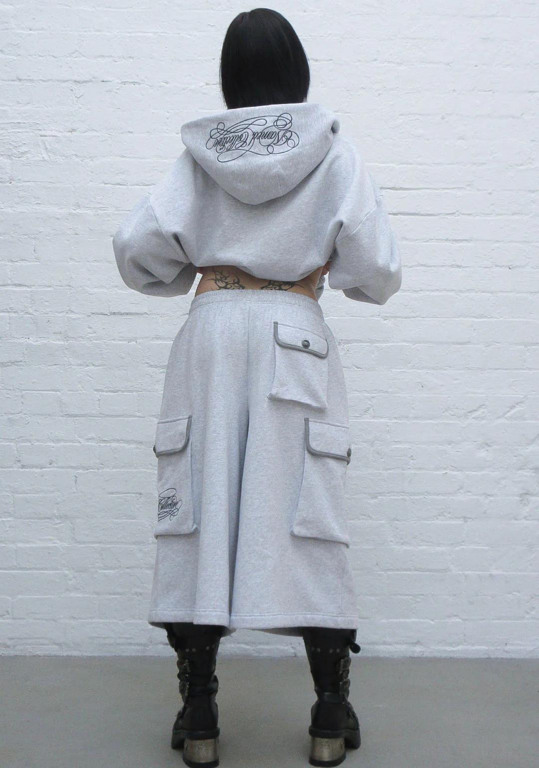 COMMAND OVERSIZED CARGO SWEATSHORTS GREY MARL - Image 6