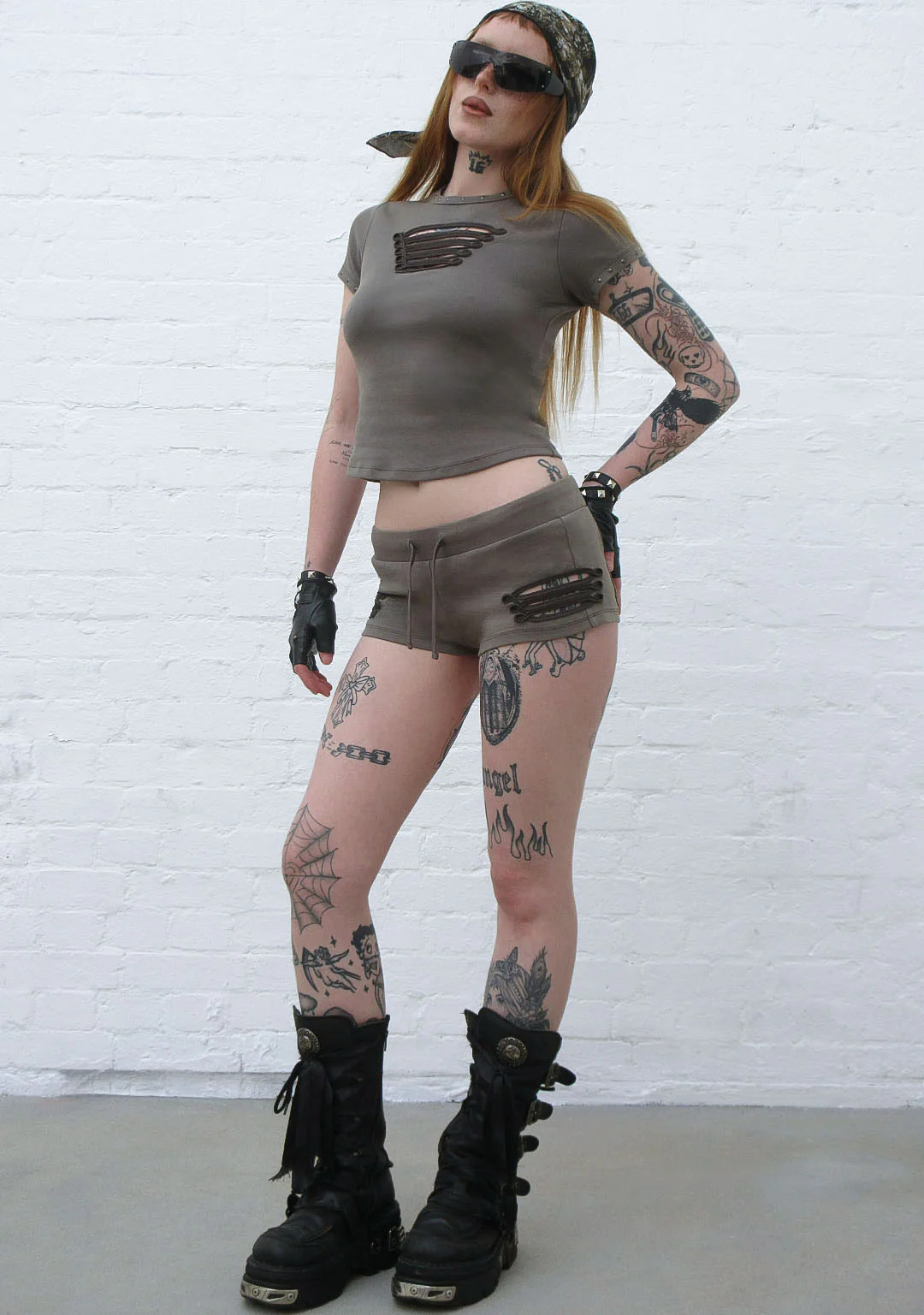 ENIGMA MILITARY MICRO RACER SHORTS WASHED ARMY GREEN - Image 2