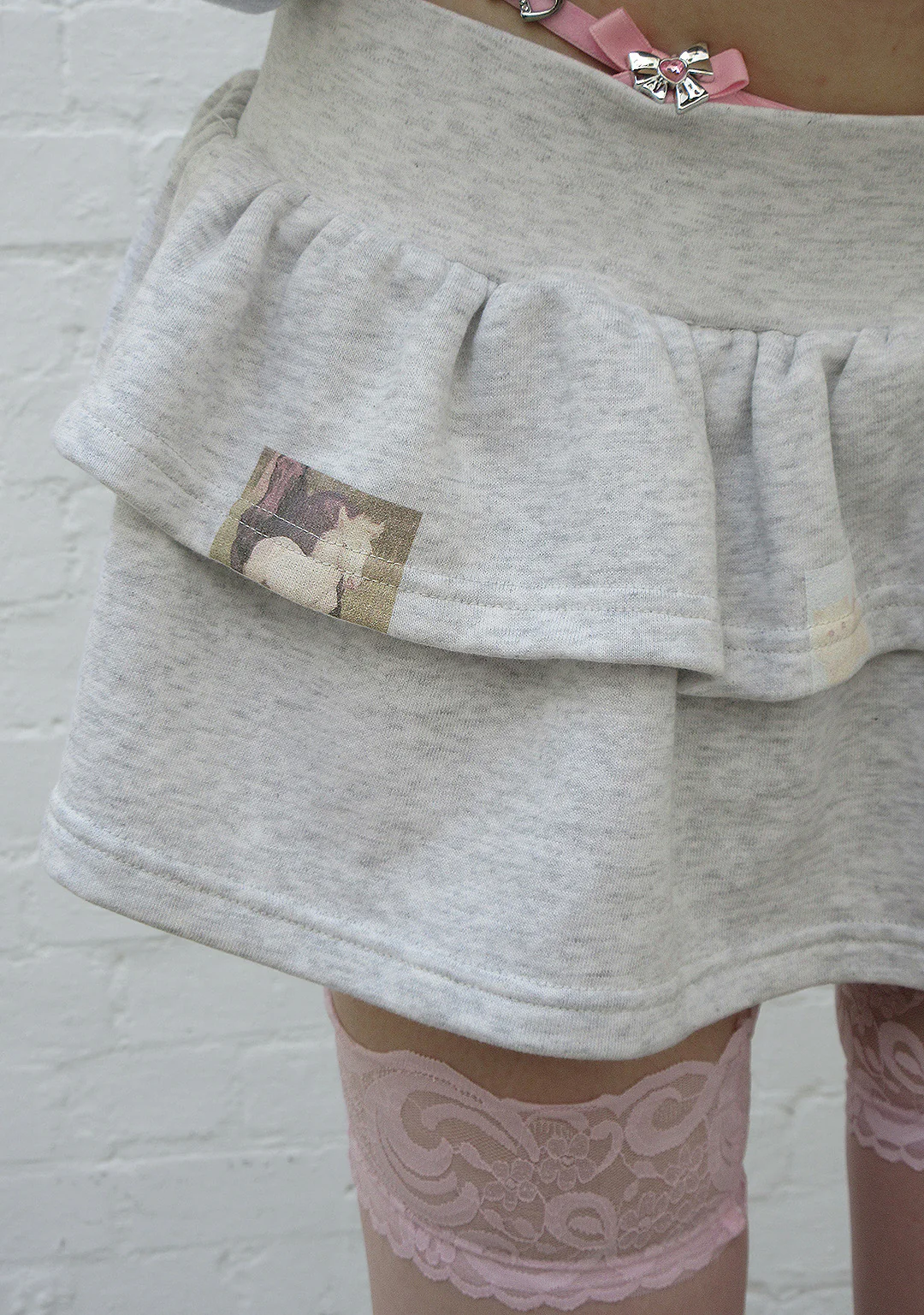 TRINKET MOTIF RUFFLE MICRO SKIRT GREY MARL - Image 6