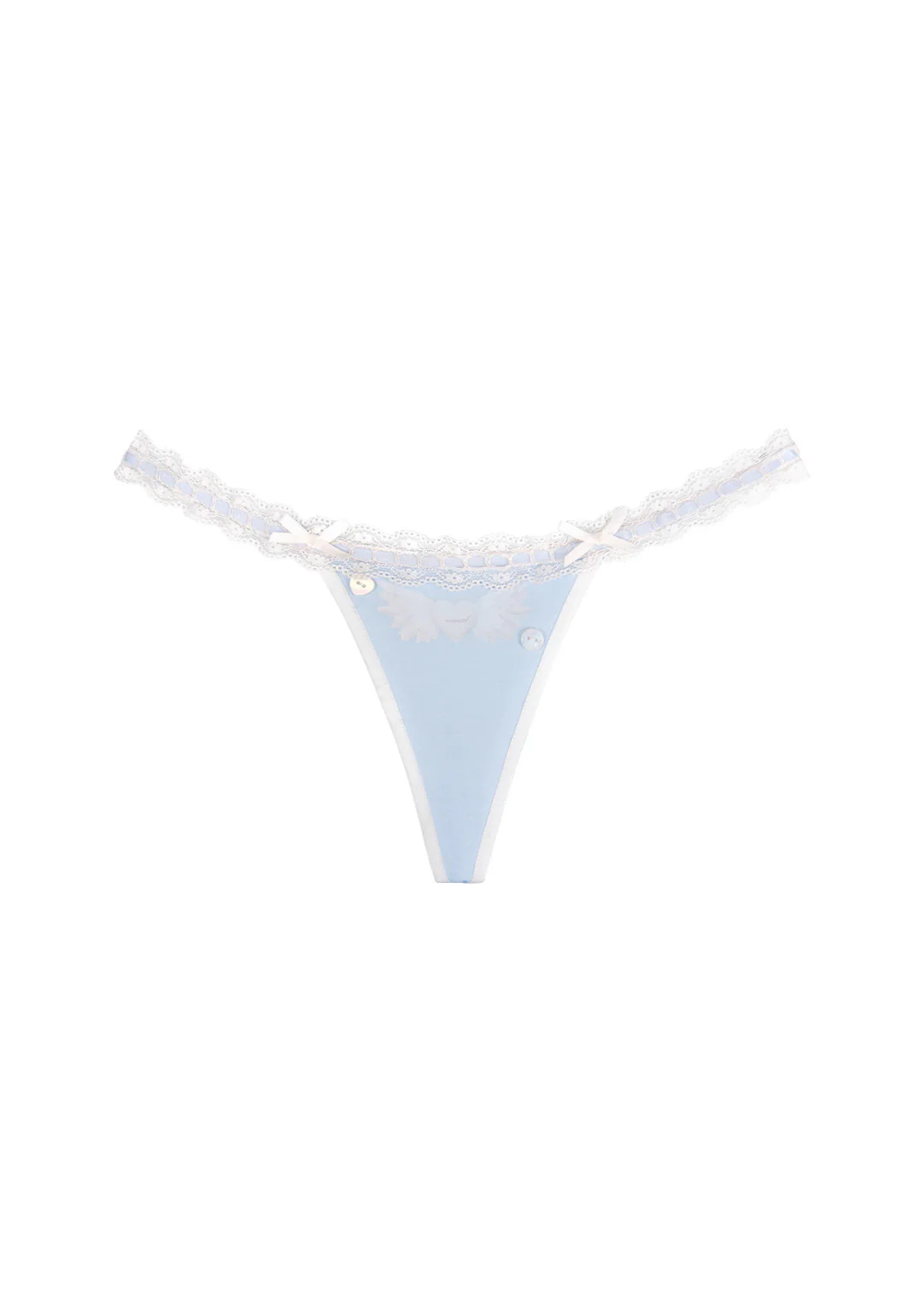 WHISPER LACE TRIM THONG BABY BLUE